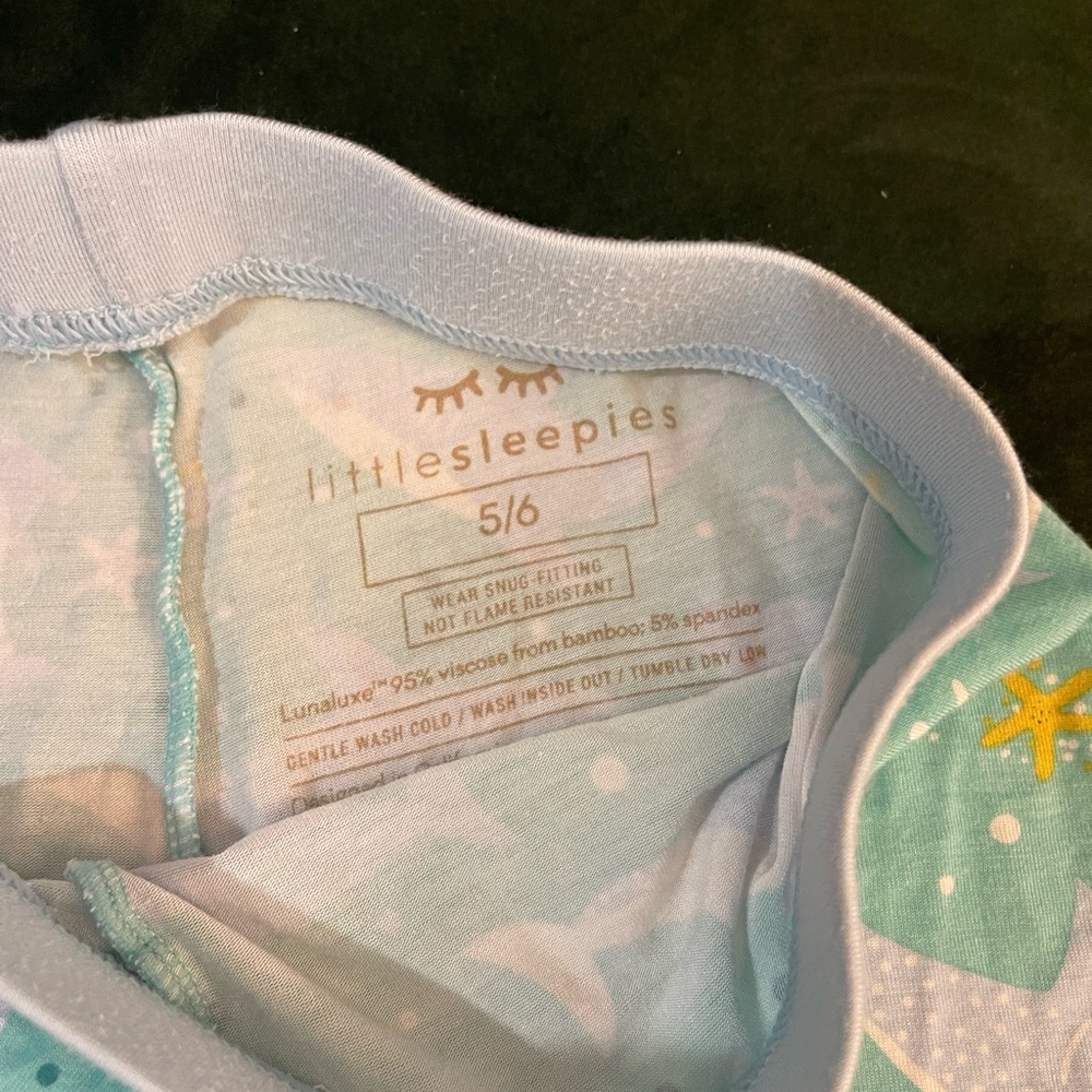 Little Sleepies Sea Life Pajama Set - Aqua and Lavender - Picture 2 of 5